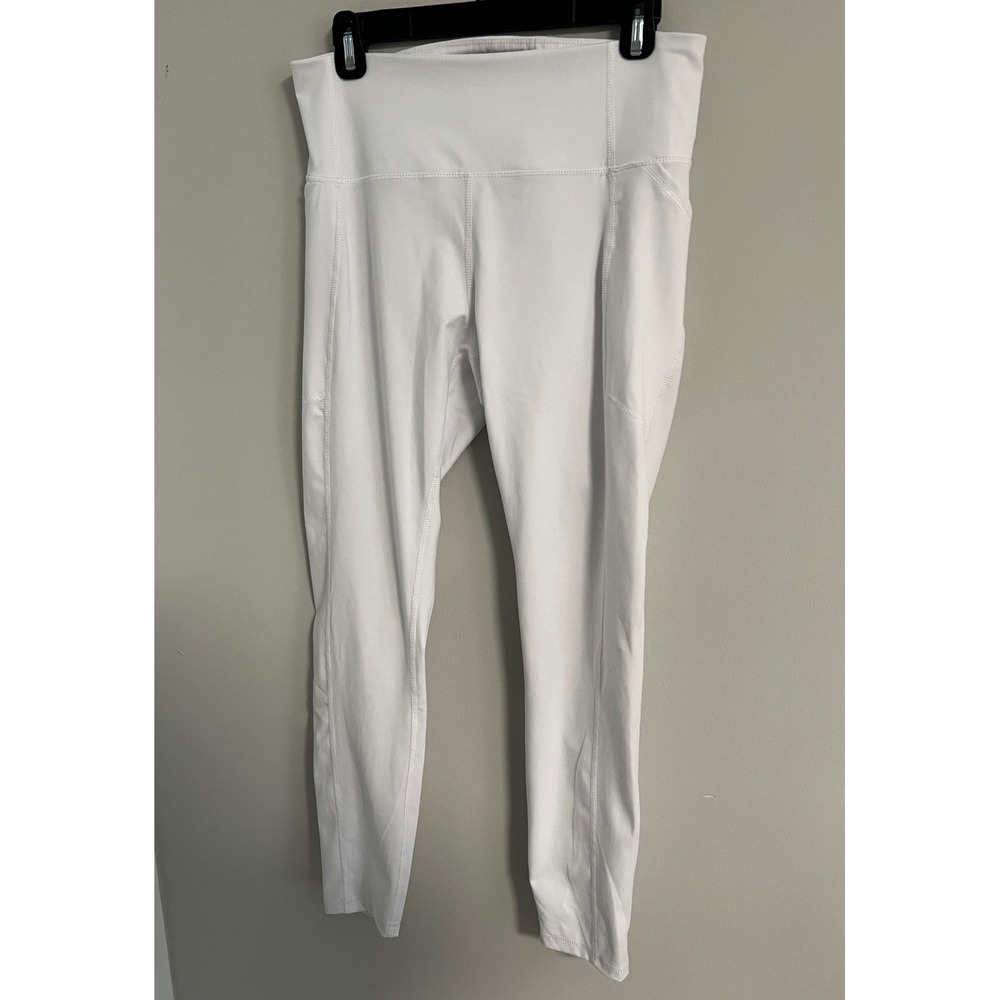 Juicy Couture Sport Leggings High Rise Large White Gold Logo Pocket Athleisure